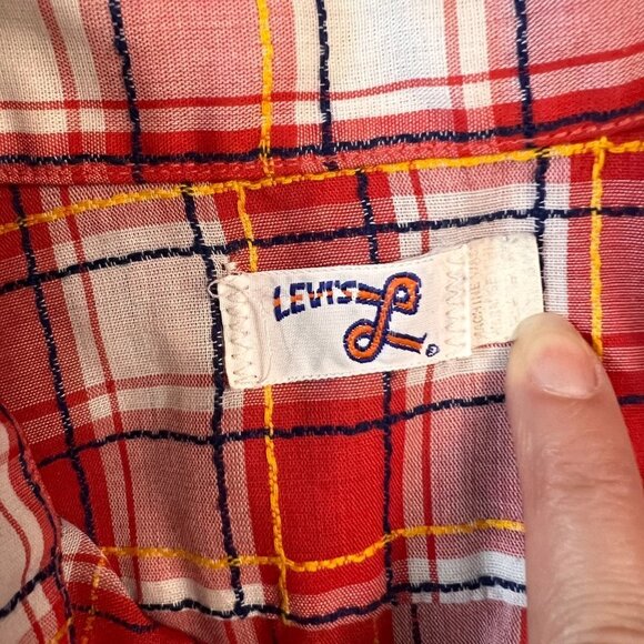 Levi's Vintage 70s Red Plaid Button Down Shirt - Picture 2 of 16